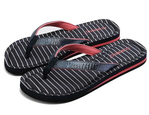 AX BOXING Flip Flops Damen Badelatschen Sommer Flache Zehentrenner Rutschfest Schlappen Indoor Outdoor Größe 36-41 EU (Blau_09,40 EU) von AX BOXING