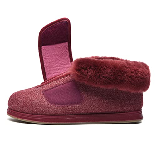 Damen Männer Diabetische Sandalen, Extra Breite Fit Ödema Schuhe Verstellbare Geschwollene Füße Ältere Winter-Hausschuhe,Rot,41 EU von AXDNH