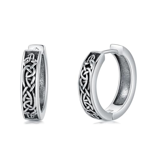 AXELUNA Celtic Knoten Hoop Ohrringe für Frauen Männer S925 Sterling Silber Celtic Knot Hoop Schmuck Geschenk für Mutter Ehefrau von AXELUNA