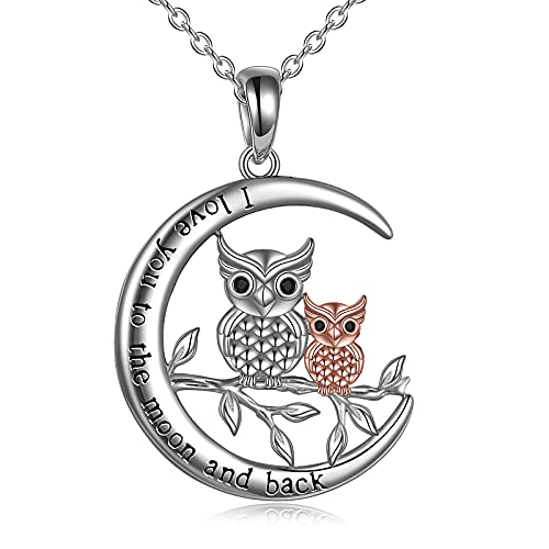AXELUNA Eule Halskette Sterling Silber Mutter Tochter Eule Liebhaber Vogel Anhänger Halskette für Frauen Mutter Tochter Frau von AXELUNA