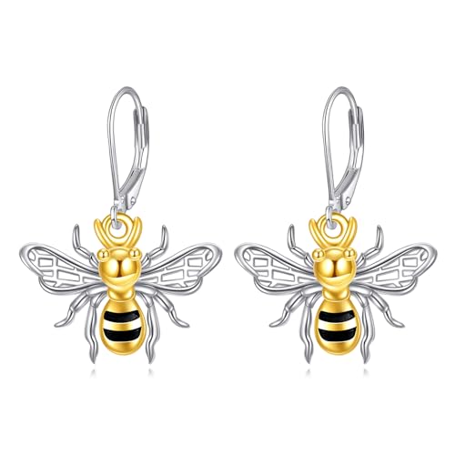 AXELUNA Hummel Ohrringe für Frauen 925 Sterling Silber Hummel Post Dangle Drop Ohrringe Honig Biene Ohrringe Schmuck Geschenke für Mutter Schwester von AXELUNA