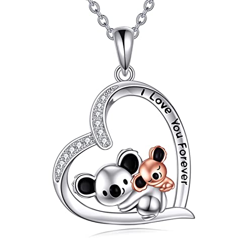 AXELUNA Koala Halskette Sterling Silber Mutter Tochter Tier Herz Anhänger Halskette Schmuck für Frauen Mädchen von AXELUNA