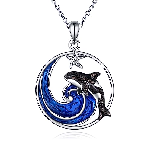 AXELUNA Tier Killerwal Halskette Sterling Silber Ozean Schmuck Anhänger für Frauen Mädchen Mutter Ehefrau von AXELUNA