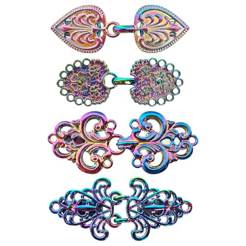 4 Stück Vintage-Pullover-Clip, geschwungen, Umhang-Clips für Kleid, Strickjacke, Schal, Kragen, retro, vintage, für Mädchen und Damen, Metall, Kein Edelstein von AXEN