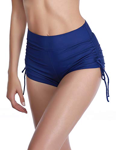 AXESEA Damen Rashguard Badeshorts Tankini Hose Schlitz Schwimmhose Beach Board Shorts mit verstellbaren Bändern - Blau - Large von AXESEA