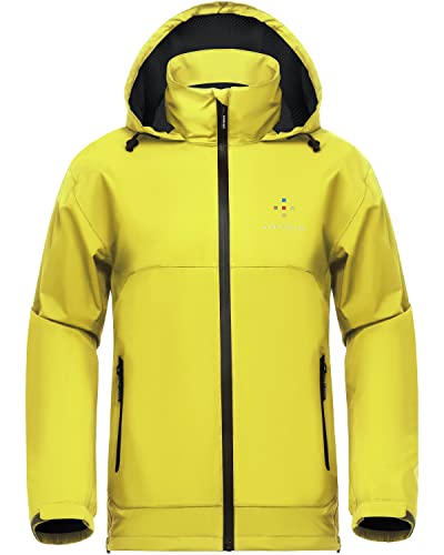 AXESQUIN Regenjacke Herren Wasserdicht Atmungsaktiv Leichte Regenmantel mit Kapuze Packbar Windbreaker Winddicht Outdoorjacke für männer-Gelb L von AXESQUIN