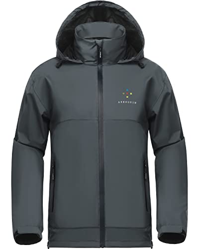 AXESQUIN Regenjacke Herren Wasserdicht Atmungsaktiv Leichte Regenmantel mit Kapuze Packbar Windbreaker Winddicht Outdoorjacke für männer-Grau XXL von AXESQUIN