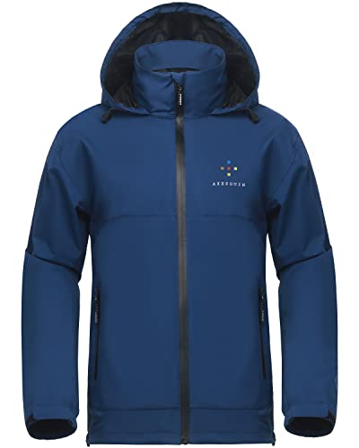 AXESQUIN Regenjacke Herren Wasserdicht Atmungsaktiv Leichte Regenmantel mit Kapuze Packbar Windbreaker Winddicht Outdoorjacke für männer-Navy Blau L von AXESQUIN