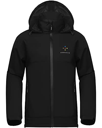 AXESQUIN Regenjacke Herren Wasserdicht Atmungsaktiv Leichte Regenmantel mit Kapuze Packbar Windbreaker Winddicht Outdoorjacke für männer-Schwarz L von AXESQUIN