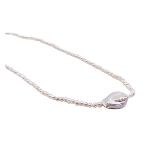 AXHNGUQB Ketten für Damen Damen-Barock-Anhänger-Halskette, natürliche Süßwasserperle, kleine Perlenkette, Damenschmuck erfüllen (Color : Color, Size : 40cm) von AXHNGUQB