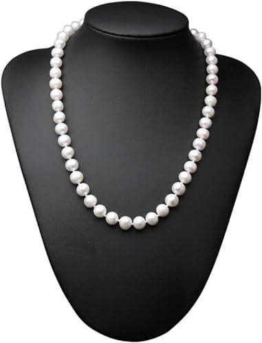 AXHNGUQB Ketten für Damen Echte natürliche Süßwasser-Perlenkette in der Nähe von runden Frauen, klassische weiße 925-Silber-Perlenkette (Color : 10-11mm, Size : 45cm) von AXHNGUQB