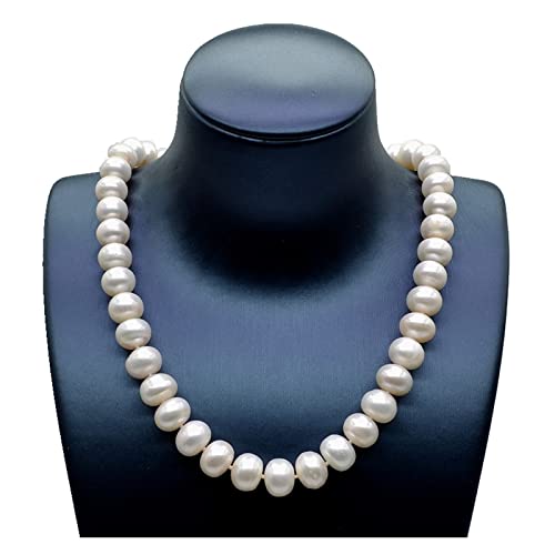 AXHNGUQB Ketten für Damen Große Perlenkette natürliche weiße Süßwasserperlen Durchmesser 11-12 mm Damen Halskette Verlobungsschmuck Mutter Geschenk erfüllen (Color : White, Size : 6 1/8) von AXHNGUQB