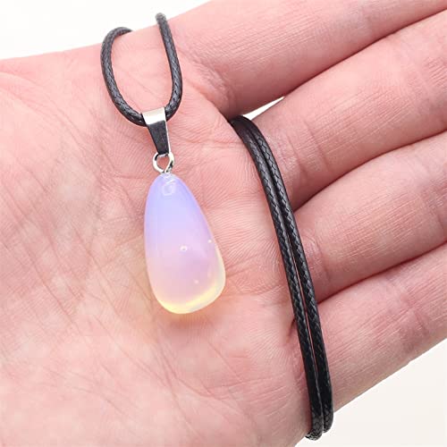 AXHNGUQB Raumdekoration 2PC Naturstein Anhänger Halskette Opal Quarz Amethyst Türkis Tigerauge Seil Ketten Kristalle Stein Halsketten for Frauen (Color : Opal) von AXHNGUQB