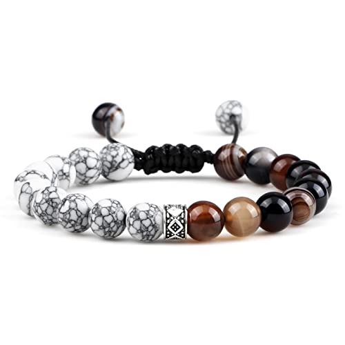 AXHNGUQB Raumdekoration Herren 8 mm natürlicher Lavastein, geflochtener Seilstrang, verstellbare Armbänder und Armreifen for Damen, Schmuck, Geschenk, Hämatit (Color : Black Agate) von AXHNGUQB