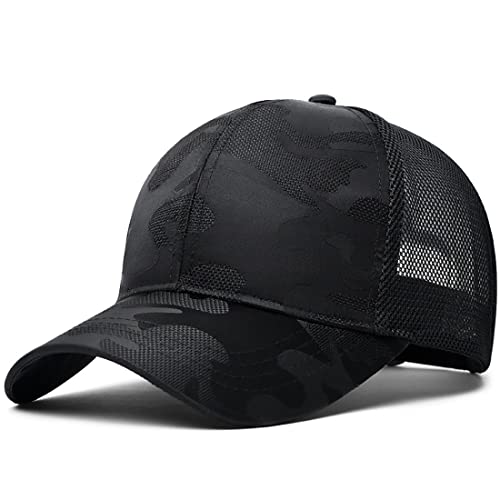AXIAO Basecap Herren Trucker Cap Unisex Camouflage Mesh Cap (Schwarz), 55-60 von AXIAO