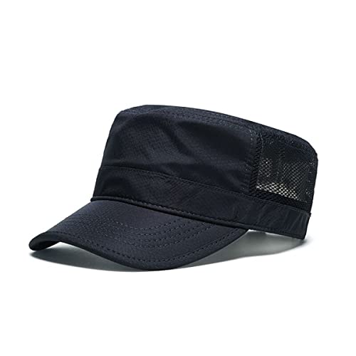 AXIAO Mesh Military Cap für Herren Atmungsaktiv Flat Top Cadet Hat Verstellbare Army Kappe Sport mütze Baseball mütze (Dunkelblau) von AXIAO