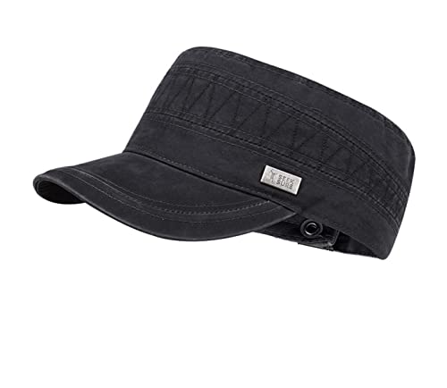 Military Army Cap Herren Flat Top Baseball Caps Baumwolle Verstellbar Armee Kappe Wandern Sport Sonnenhut (dunkelgrau-001) von AXIAO