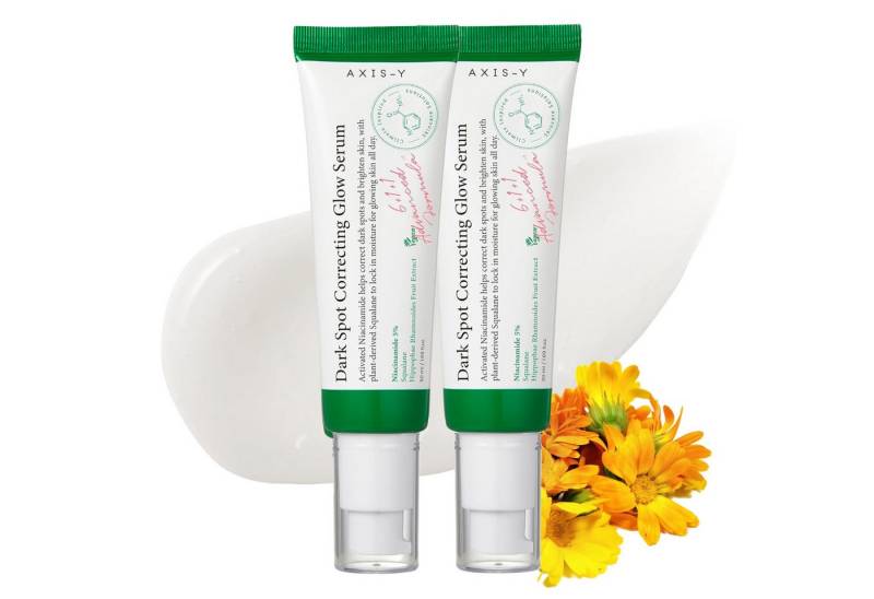 AXIS-Y Anti-Falten-Serum Dark Spot Correcting Glow Serum 5 % Niacinamide Hyperpigmentierung, 2-tlg., Aufhellung, Dunkle Flecken, Falten, Flüssigkeitszufuhr von AXIS-Y