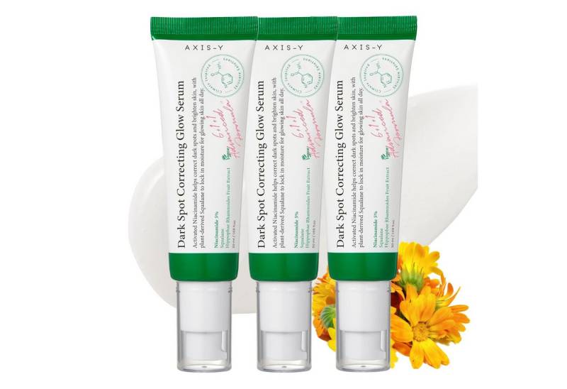 AXIS-Y Anti-Falten-Serum Dark Spot Correcting Glow Serum 5 % Niacinamide Hyperpigmentierung, 3-tlg., Aufhellung, Dunkle Flecken, Falten, Flüssigkeitszufuhr von AXIS-Y