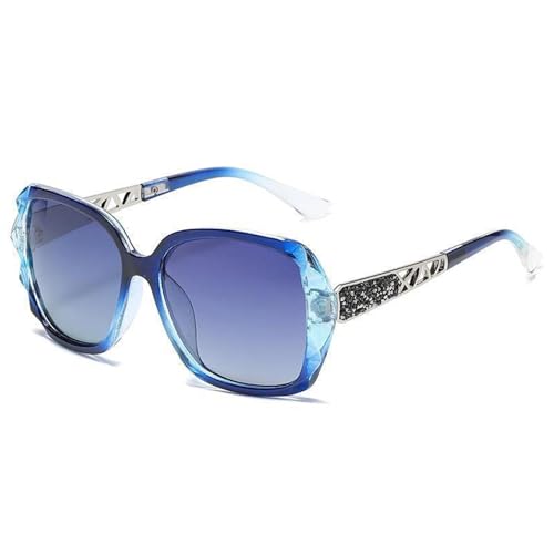 AXNKDH Polarisierte Sonnenbrille für Damen - Klassische übergroße trendige Damen UV-Schutz Funkelnder großer Rahmen Designer von AXNKDH