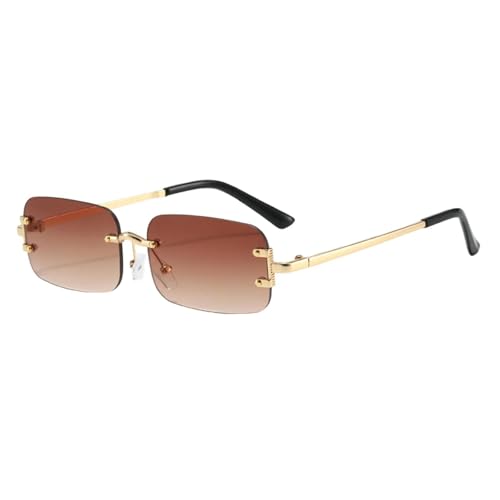 AXNKDH Retro Vintage randlos UV-Schutz Slim Rechteckig Sonnenbrille Herren Damen Unisex von AXNKDH