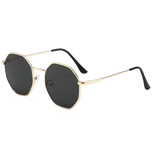 AXNKDH Sechseckige Sonnenbrille für Herren Damen Polarisierte Polygon Retro Quadratische Brille Metallrahmen UV400 Schutz von AXNKDH