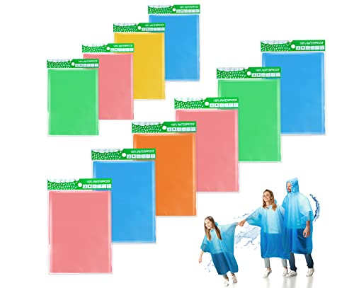 AXNSATRE Regenponcho Einweg Regencape Plastik -6 Stück Einweg Regenponcho Damen Herren, 4 Stück Kinder Poncho Regen Wasserdicht, Erwachsene Regencape Einweg Bunt für Reisen, Wandern, Fahrrad & Camping von AXNSATRE