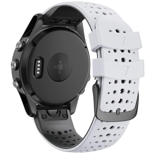 AXPTI 22 mm für Fenix ​​5 Uhrenarmband, 22 mm, einfach zu montierendes weiches Silikon-Sportarmband, Ersatz für Fenix ​​7/Fenix ​​5 Plus/Fenix ​​6/Fenix ​​6 Pro Smartwatches(White/Black) von AXPTI