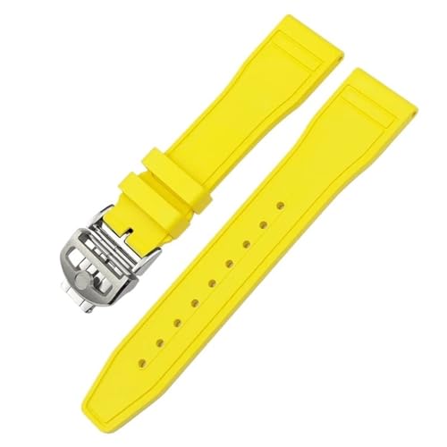 AXPTI Armband aus Naturkautschuk, 20 mm, 21 mm, 22 mm, für IWC Big Pilot's Watches IW3881 IW3777, grün-gelb, bunt, weiches Fluorkautschuk-Armband (Farbe: gelb, rund, Größe: 22 mm) von AXPTI