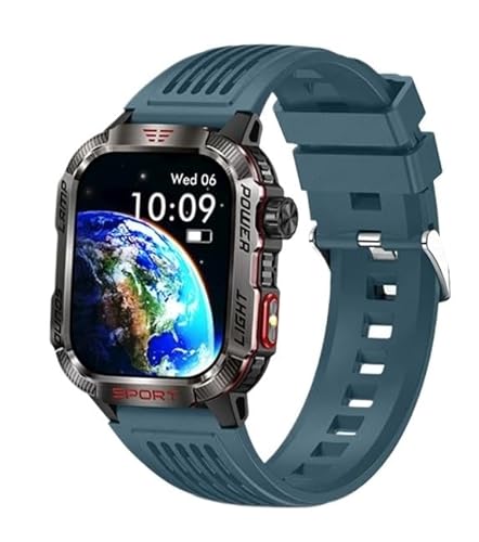 AXPTI For Huawei Smart watch For Xiaomi Military GPS Smart Watch Men Flashlight Compass Waterproof Outdoor Sport Tracker Bluetooth Call Smart watch(Blue silicone belt) von AXPTI