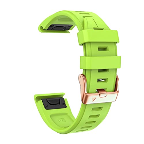 AXPTI Für Garmin Fenix 7S/5S Plus/6S/5S/Instinct 2S/D2, 20 mm, schnell passend, weiches Silikonarmband mit rotgoldener Schnalle, Silikon-Schnellwechselarmbänder (Farbe: Grün, Größe: Fenix 7S) von AXPTI