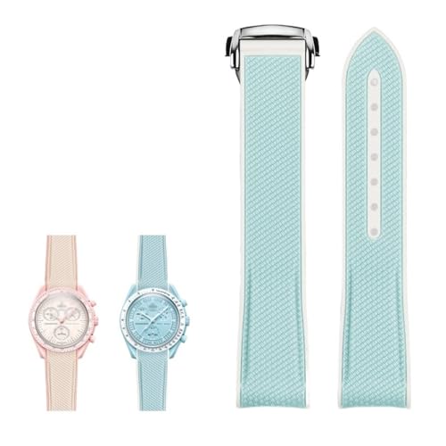 AXPTI Gummi-Silikon-Uhrenarmband, 20 mm, Uhrenarmband für Omega X Swatch Joint MoonSwatch Celestial Sports Uhrenband mit gebogenem Ende (Farbe: Blau, Größe: 20 mm) von AXPTI