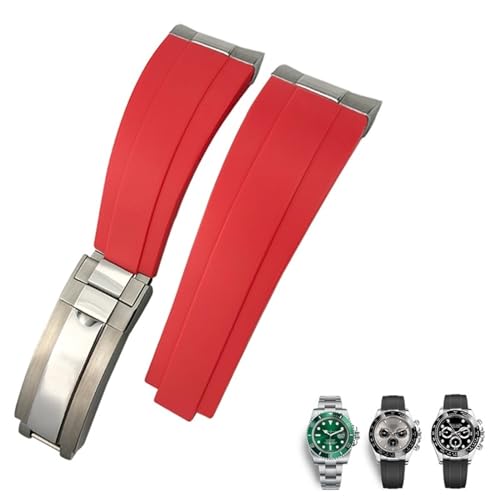 AXPTI Metall-Uhrenarmband aus Gummi, gebogenes Ende, 20 mm, Sportarmband für Rolex Daytona GMT Watch, Yacht Master, Submariner, modischer grüner Gürtel, 21 mm, Achat von AXPTI