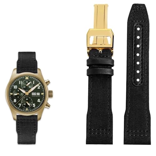 AXPTI Nylon-Lederarmband, 20 mm, 21 mm, 22 mm, passend für IWC Le Pe Prince Big Pilot IW3777, schwarzes Sport-Leinenarmband, 20 mm, Achat AXPTI Nylon-Lederarmband, 20 mm, 21 mm, 22 mm, passend für IWC Le Pe Prince Big Pilot IW3777, schwarzes Sport-Leinenarmband, 20 mm, Achat von AXPTI