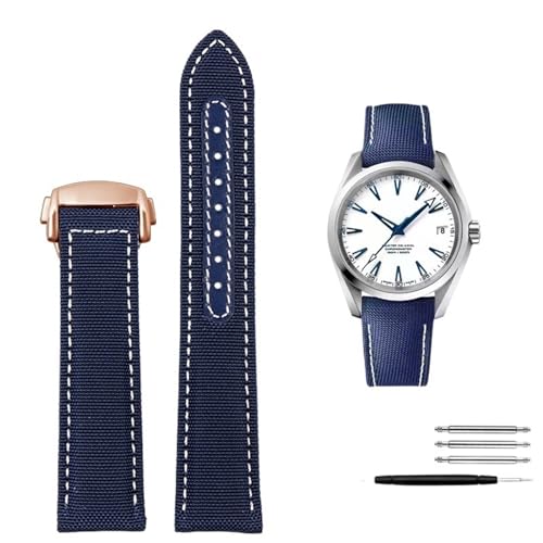 AXPTI Nylon-Lederband mit hoher Dichte für Omega New Seamaster 300 Super Master AT150 Gewebe-Leder, Aqua Terra, Herrenarmband, 19 mm, 20 mm, 19 mm, Achat von AXPTI