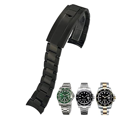 AXPTI Uhrenarmband aus 316L-Edelstahl mit gebogenem Ende, passend für Rolex Submariner Feinabstimmung, Zugknopfverschluss, 20 mm, 20 mm, Achat von AXPTI