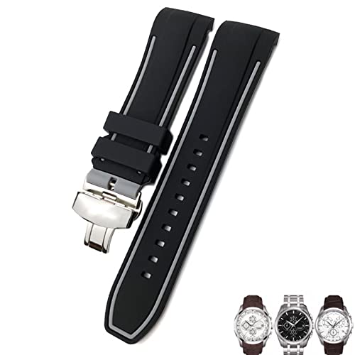 AXPTI Uhrenarmband aus Gummi, Silikon, 23 mm, 24 mm, passend für Tissot T035 T035627, Ersatzarmband mit Schmetterlingsschnalle, Schwarz / Blau, 23mm golden clasp, Achat von AXPTI