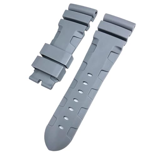 AXPTI Uhrenarmband aus Naturgummi, 24 mm, 26 mm, passend für Panerai PAM, Silikon, rot-blau, wasserdichte Armbänder, Werkzeuge (Farbe: Grau, Größe: 26 mm) von AXPTI