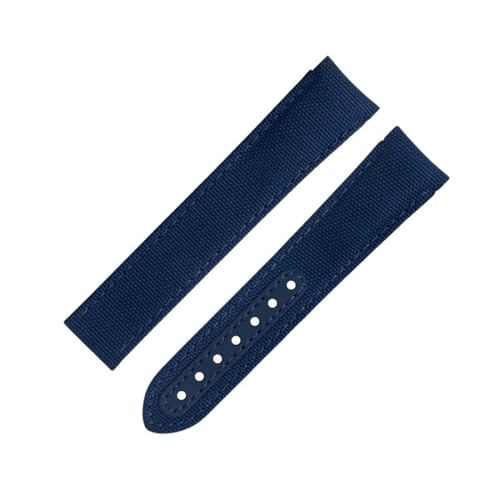 AXPTI Uhrenarmband aus Nylongewebe, 20 mm, passend für Omega-Armband für AT150 Seamaster 300 Planet Ocean De Ville Speedmaster Uhrenarmband mit gebogenem Ende, Blau, 20 mm, Achat von AXPTI