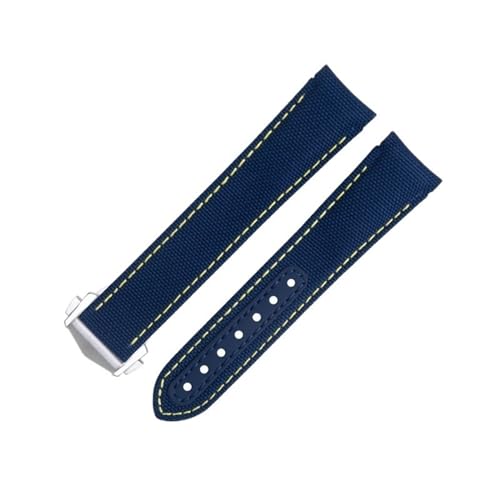 AXPTI Uhrenarmband aus Nylongewebe, 20 mm, passend für Omega-Armband für AT150 Seamaster 300 Planet Ocean De Ville Speedmaster Uhrenarmband mit gebogenem Ende, Grau, 20 mm, Achat von AXPTI