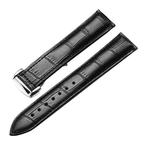 AXPTI Uhrenarmband aus echtem Leder für Omega Watch Seamaster, 19 mm, 20 mm, 22 mm, Faltschließe, schwarz/braun, 20 mm, Achat von AXPTI