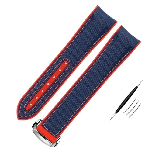 AXPTI Uhrenarmband aus hochdichtem Nylon-Gummi für Omega X Swatch Joint MoonSwatch Constellation, wasserdicht, 20 mm, gebogenes Ende, 20 mm, Achat von AXPTI