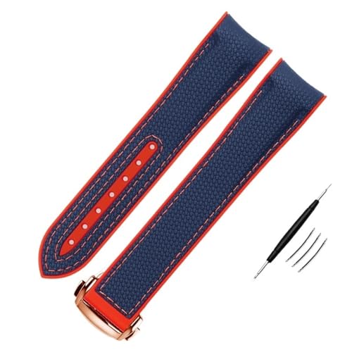 AXPTI Uhrenarmband aus hochdichtem Nylon-Gummi für Omega X Swatch Joint MoonSwatch Constellation, wasserdicht, 20 mm, gebogenes Ende, 22 mm, Achat von AXPTI