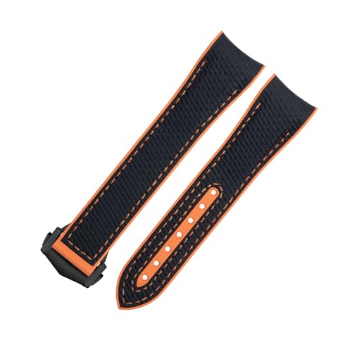 AXPTI Uhrenarmband für Omega Seamaster 600, weiches FKM, Fluorkautschuk, Nylon-Textur, Vollgummi-Uhrenarmband, Faltschließe für 43,5 mm Zifferblatt, 21 mm, 22 mm, Achat von AXPTI