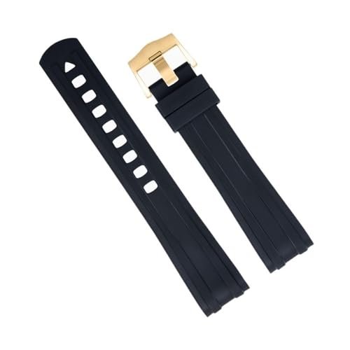 AXPTI Uhrenarmband mit gebogenem Ende, FKM Fluorkautschuk, für Omega Strap Seamaster 300 Taucherarmband, Dornschließe, 20 mm, 20 mm, Achat von AXPTI