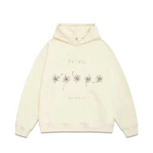 AXQAJL BEOMGYU-Panic Hoodie Album Support Baumwolle Sommer Unisex Sweatshirts(Beige Fleece,M) von AXQAJL