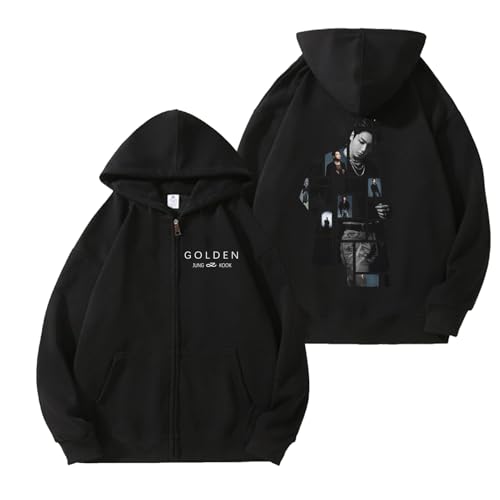 AXQAJL Jungkook-GOLDEN Baumwoll-Hoodie K-Pop Support Merch for Männer Und Frauen(Black,3XL) von AXQAJL