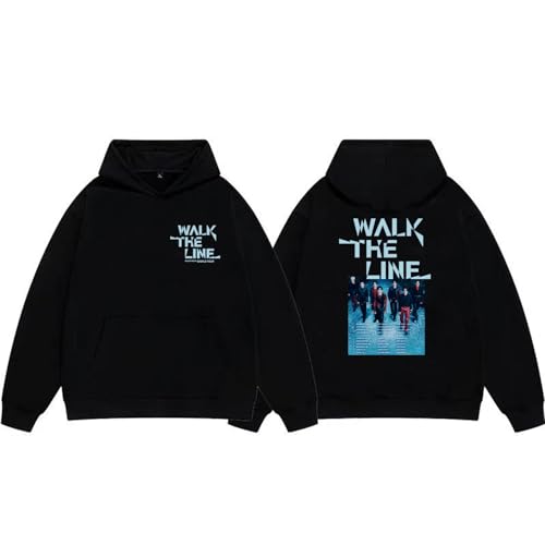 AXQAJL Walk The LINE Vintage Hoodie Musik Tour Fans Merch Baumwollkleidung(A-Black,XL) von AXQAJL