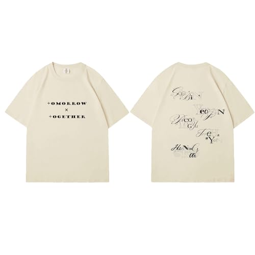 Name Grafik Baumwolle T-Shirts HUENINGKAI SOOBIN TAEHYUN YEONJUN BEOMGYU Unterstützung T-Shirt(Beige,S) von AXQAJL