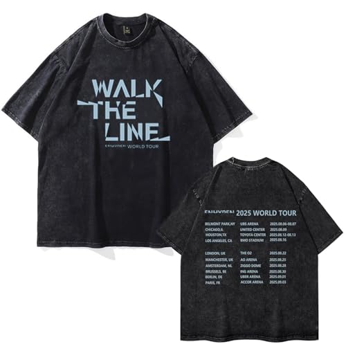 Walk The LINE T-Shirts Aus Gewaschener Baumwolle 2025 World Tour Grafik-T-Shirts(2XL) von AXQAJL